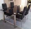Picture of Melody Dining Table Black Glass 1.3X0.8m with 4 Black Mila Dining Chair