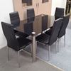 Picture of Melody Dining Table Black Glass 1.5X0.9m with 6 Black Mila Dining Chair