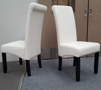 Picture of Vera White PU Leather Dining Chair with Dark Wooden Legs
