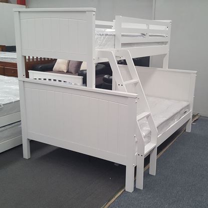 Picture of Emily Double Bunk Bed with Mattresses Solid Hardwood White Colour