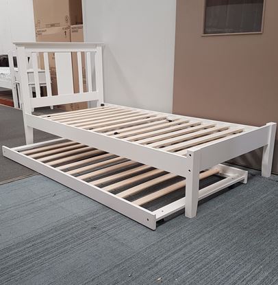 Picture of Grace King Single Bed with Trundle Solid Hardwood White Malaysian Made
