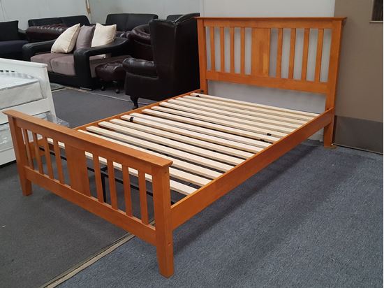Picture of Holly Double Bed Solid Hardwood Honey Oak Malaysian Made