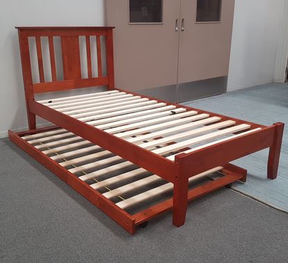 Picture of Grace  Single Bed with Trundle Solid Hardwood Oak Malaysian Made