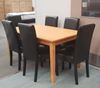 Picture of Alba Dining Table Wooden Slab 900X1500mm Beech with 6 Black Zoe Dining Chairs
