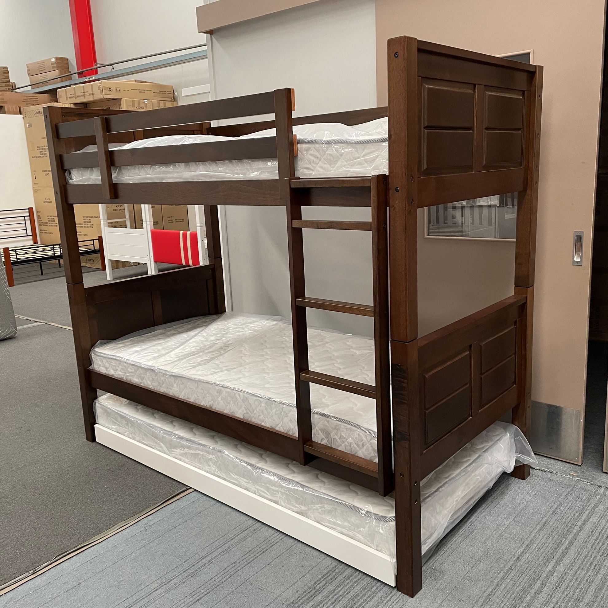 Furniture Place NZ Gordon Higher Bunk Bed with Trundle Solid Panels