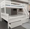 Picture of Miki Double Bunk Bed with Drawers Mattresses Solid Hardwood White Colour