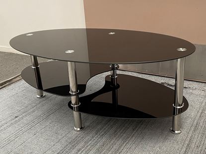 Picture of Flint Coffee Table Black Tempered  Glass  Oval Shape (990mmX590m)
