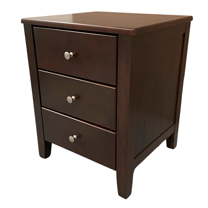 Picture of Lasalle Bedside Table 3 Drawer Fully Assembled Chestnut Malaysian Made (22.5 kg Weight)