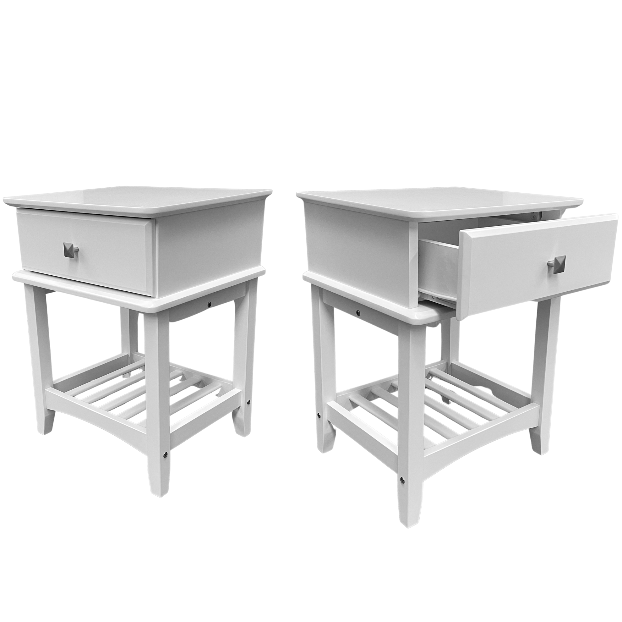 Furniture Place NZ 2X Nova Bedside Table 1 Drawer Semi Assembled White