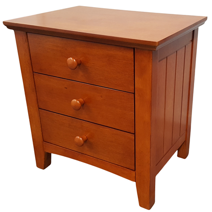 Picture of Ivy Bedside Table 3 Drawer Fully Assembled Antique Oak Malaysian Made (22.5kg Weight)
