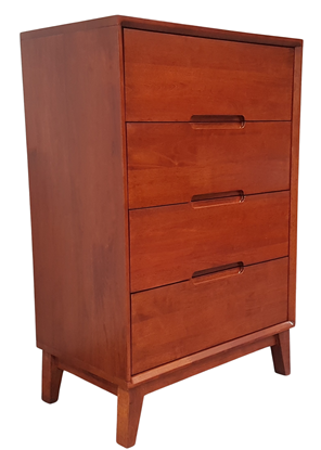 Picture of T-REX Tallboy 4 Drawer Fully Assembled Slim Design Oak Malaysian Made (45kg Weight)