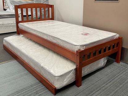 Picture of Miki Single Bed with Trundle Mattresses Solid Hardwood Antique Oak Malaysian Made