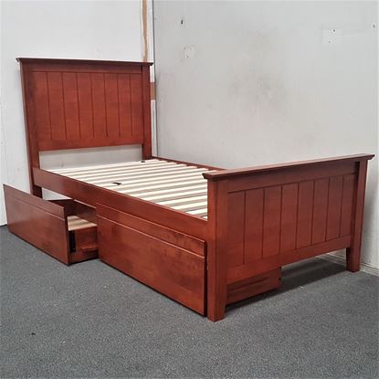 Picture of Eddie Single Bed with Drawers Solid Hardwood Oak Malaysian