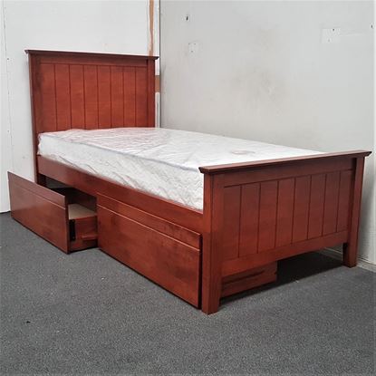 Picture of Eddie Single Bed with Drawers Mattress Solid Hardwood Oak Malaysian