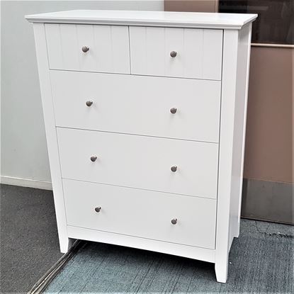Picture of IVY Tallboy 5 Drawer Fully Assembled White Malaysian Made (65kg Weight)