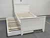 Emilia hardwood king single bed with Pop up Trundle in white, featuring a timeless design – made in Malaysia