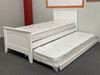Emilia hardwood king single bed with Trundle & Mattresses in white, featuring a timeless design – made in Malaysia