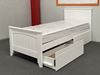 Emilia hardwood king single bed with Drawers & Mattress in white, featuring a timeless design – made in Malaysia