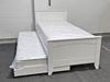 Emilia hardwood king single bed with Pop up Trundle & Mattresses in white, featuring a timeless design – made in Malaysia