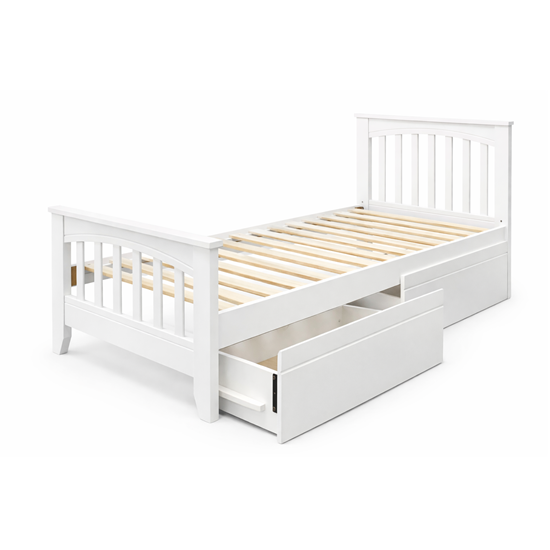 Picture of Cooper Solid Hardwood Single Bed with Drawers – White Sleek Design | Made in Malaysia