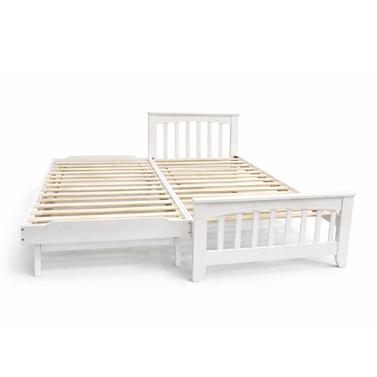 Picture of Cooper Solid Hardwood Single Bed with Pop-Up Trundle – White Sleek Design | Made in Malaysia