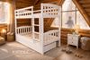 Picture of Miki High Solid Hardwood Single Bunk Bed with Storage Drawers – White – Includes Mattresses