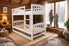 Picture of Miki High Solid Hardwood Single Bunk Bed with Trundle – White – Includes Mattresses