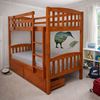 Picture of Miki High Solid Hardwood Single Bunk Bed – Antique Oak – Includes Mattresses