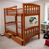 Picture of Miki High Solid Hardwood Single Bunk Bed with Storage Drawers – Antique Oak – Includes Mattresses