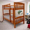 Picture of Miki High Solid Hardwood Single Bunk Bed with Trundle – Antique Oak – Includes Mattresses