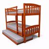 Picture of Miki High Solid Hardwood Single Bunk Bed with Trundle – Antique Oak – Includes Mattresses