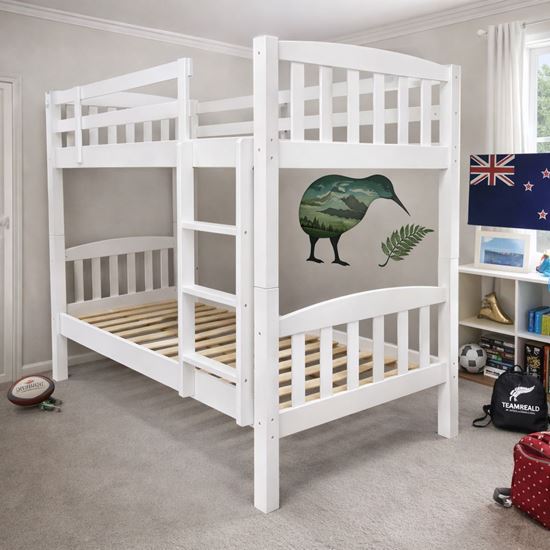 Picture of Miki High Solid Hardwood Single Bunk Bed – White