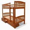 Picture of Miki High Solid Hardwood Single Bunk Bed with Storage Drawers – Antique Oak