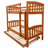 Picture of Miki High Solid Hardwood Single Bunk Bed with Trundle –Antique Oak