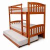 Picture of Miki High Solid Hardwood Single Bunk Bed with Trundle – Antique Oak – Includes Mattresses