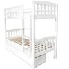 Picture of Miki High Solid Hardwood Single Bunk Bed with Storage Drawers – White