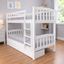 Picture of Miki High Solid Hardwood Single Bunk Bed with Storage Drawers – White – Includes Mattresses