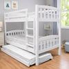 Picture of Miki High Solid Hardwood Single Bunk Bed with Trundle – White – Includes Mattresses