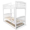 Picture of Miki High Solid Hardwood Single Bunk Bed with Trundle – White – Includes Mattresses