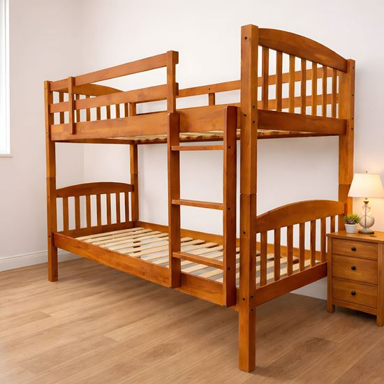 Picture of Miki Solid Hardwood Single Bunk Bed – Antique Oak