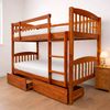 Picture of Miki Solid Hardwood Single Bunk Bed with Drawers & 2 Pocket Spring Mattresses – Antique Oak