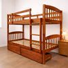 Picture of Miki Solid Hardwood Single Bunk Bed with Drawers & 2 Pocket Spring Mattresses – Antique Oak