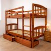 Picture of Miki Solid Hardwood Single Bunk Bed with Drawers & 2 Pocket Spring Mattresses – Antique Oak