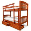 Picture of Miki Solid Hardwood Single Bunk Bed with Storage Drawers – Antique Oak – Includes Mattresses