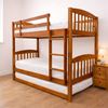 Picture of Miki Solid Hardwood Single Bunk Bed with Trundle & 3 Pocket Spring Mattresses – Antique Oak