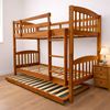 Picture of Miki Solid Hardwood Single Bunk Bed with Trundle & 3 Pocket Spring Mattresses – Antique Oak