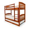Picture of Miki Solid Hardwood Single Bunk Bed with Trundle & 3 Pocket Spring Mattresses – Antique Oak