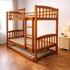 Picture of Miki Higher Solid Hardwood Single Bunk Bed with 2 Pocket Spring Mattresses – Antique Oak Finish