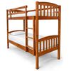 Picture of Miki Higher Solid Hardwood Single Bunk Bed with 2 Pocket Spring Mattresses – Antique Oak Finish