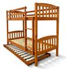 Picture of Miki High Solid Hardwood Single Bunk Bed with Trundle –Antique Oak